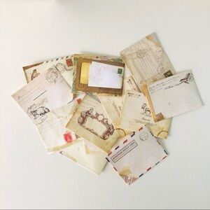 Set of 12 mini envelopes retro vintage print pack reindeer thank you cards new